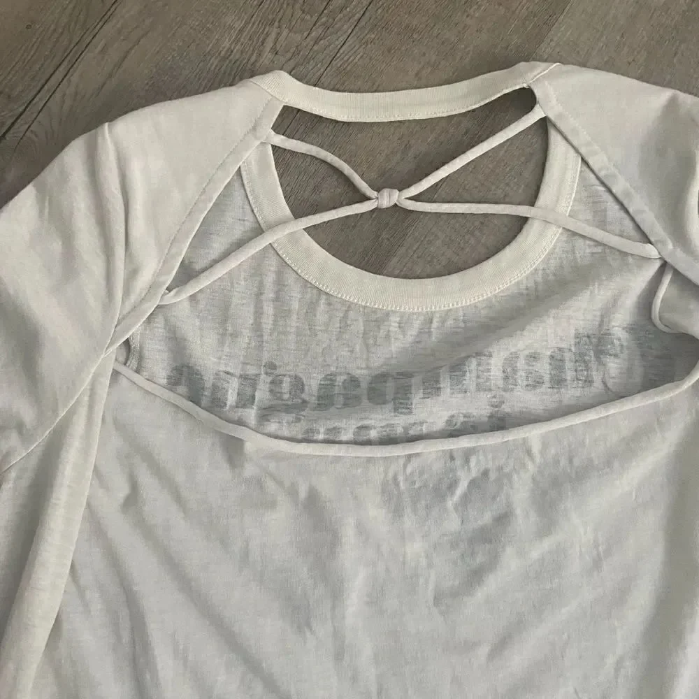 Chaser White “Champagne is my happy place” T-shirt with Open Back